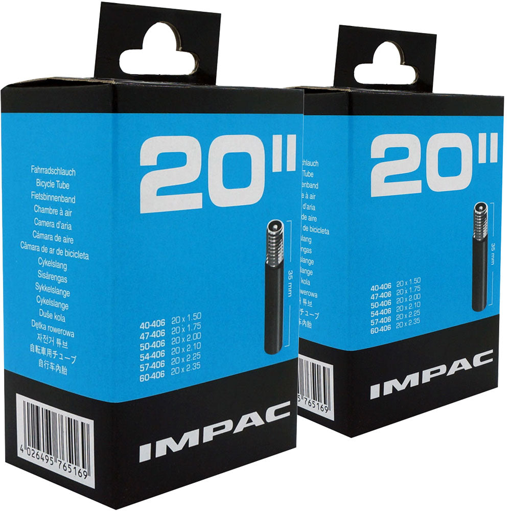 20 x 1.50 - 2.35" Impac Bike Inner Tube - Schrader Valve (2 Pack)