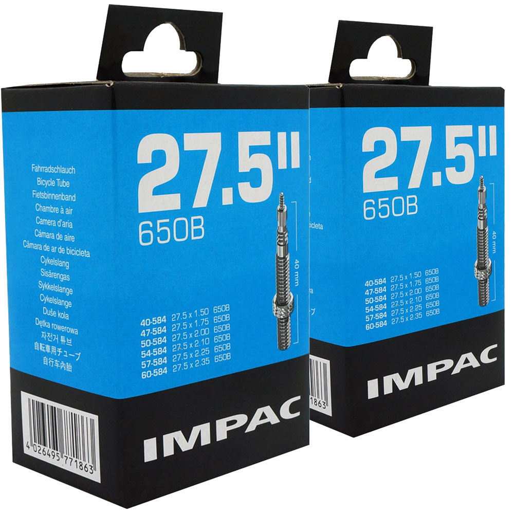 27.5 x 1.50 - 2.35" Impac Bike Inner Tube - Schrader or Presta Valve (2 Pack)