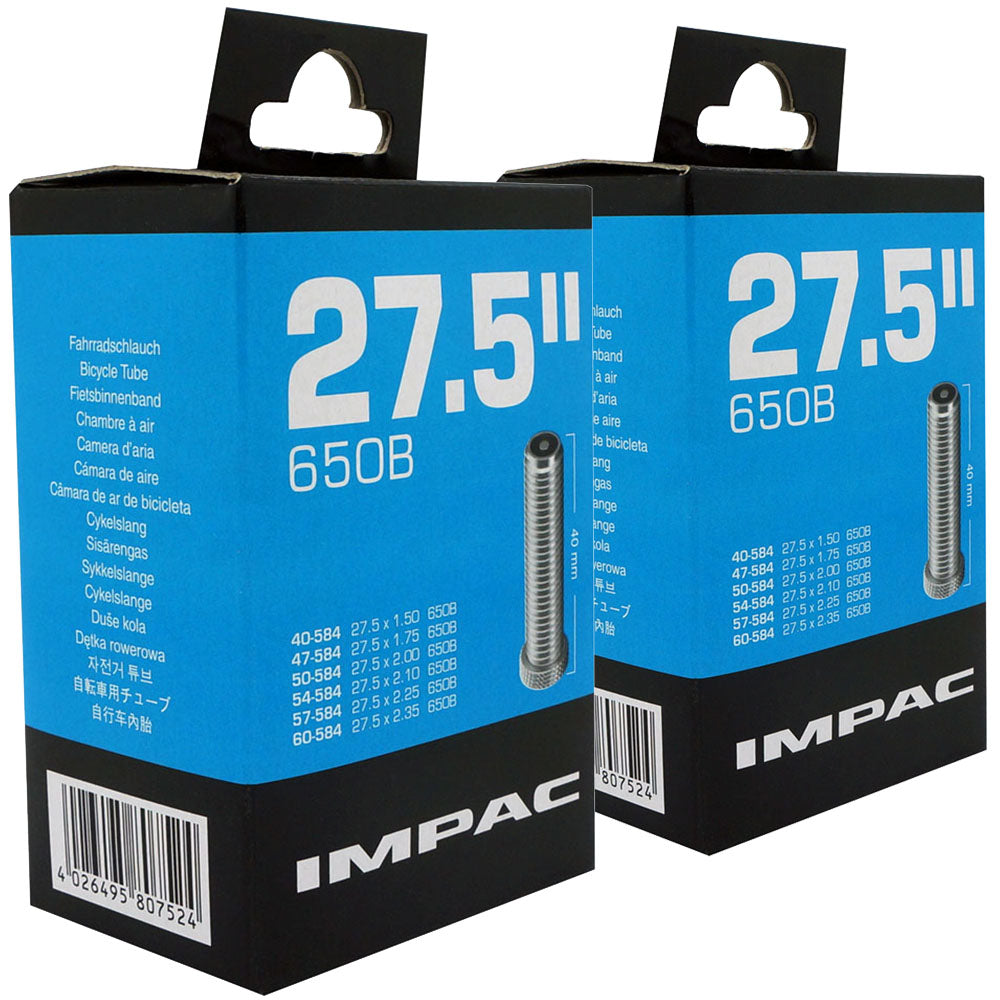 27.5 x 1.50 - 2.35" Impac Bike Inner Tube - Schrader or Presta Valve (2 Pack)