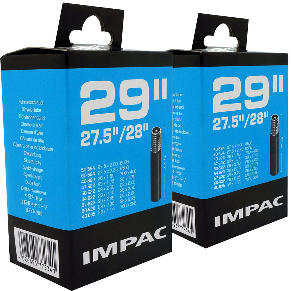 29 x 1.75 - 2.35" Impac Bike Inner Tube - Schrader or Presta Valve (2 Pack)