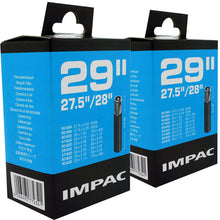 Load image into Gallery viewer, 29 x 1.75 - 2.35&quot; Impac Bike Inner Tube - Schrader or Presta Valve (2 Pack)