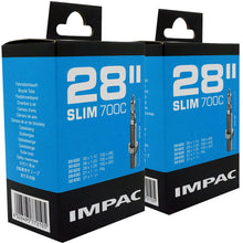 Load image into Gallery viewer, 700c x 28 - 32c, 27 x 1 1/4&quot; Impac Bike Inner Tube - Presta or Schrader Valve (2 Pack)